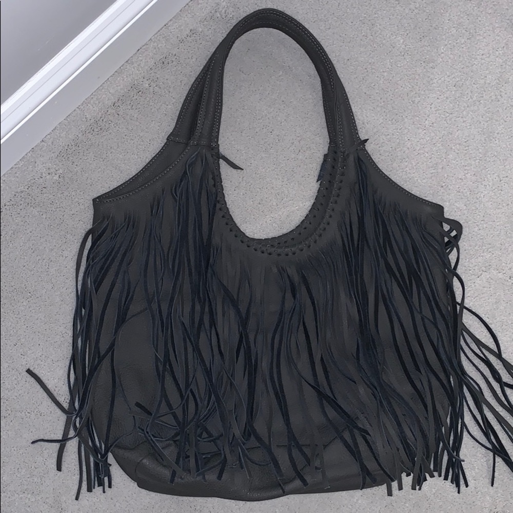 Jennifer Haley Grey Fringe Tote